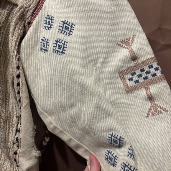 Free People Winter Cactus Embroidered Embellished Trucker Denim Jacket  Medium - Picture 4 of 13